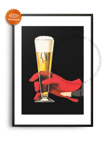 Lady Holding A Beer vintage poster