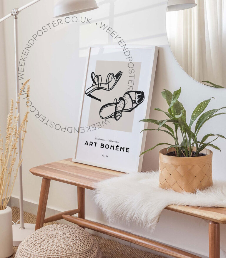 Woman Shoe minimal black and white poster