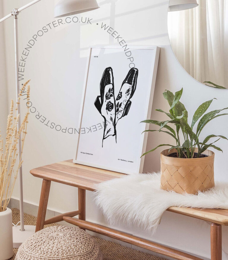 Woman Shoe minimal black and white poster