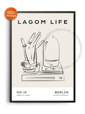 Lagom Life Berlin minimal black and white poster