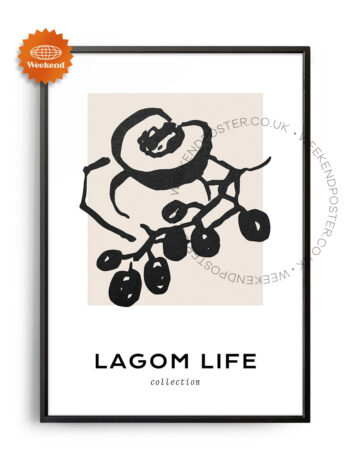 Lagom Life minimal black and white poster