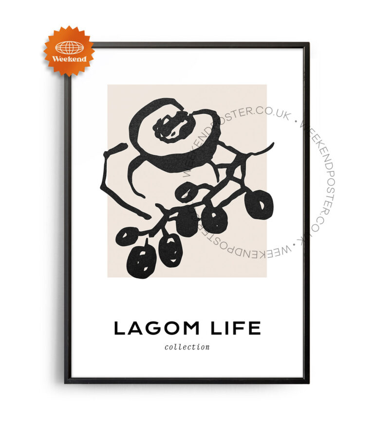 Lagom Life minimal black and white poster