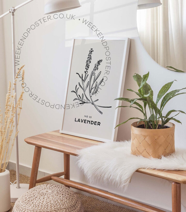 Lavender minimal black and white poster