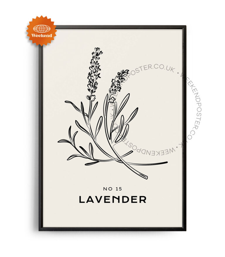 Lavender minimal black and white poster