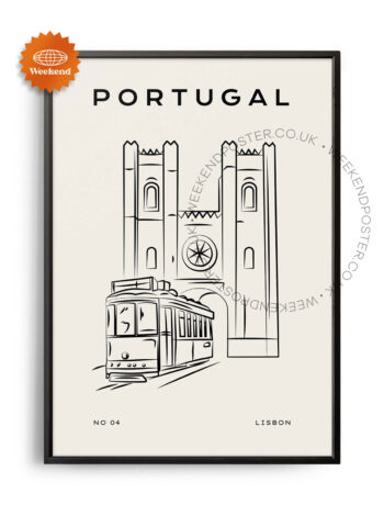 Lisbon Portugal minimal black and white poster
