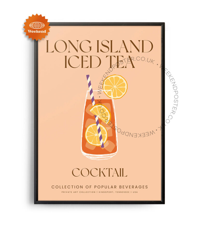 Long Island Iced Tea colorful cocktail poster