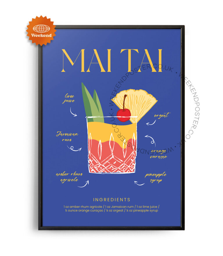 Mai Tai colorful cocktail poster