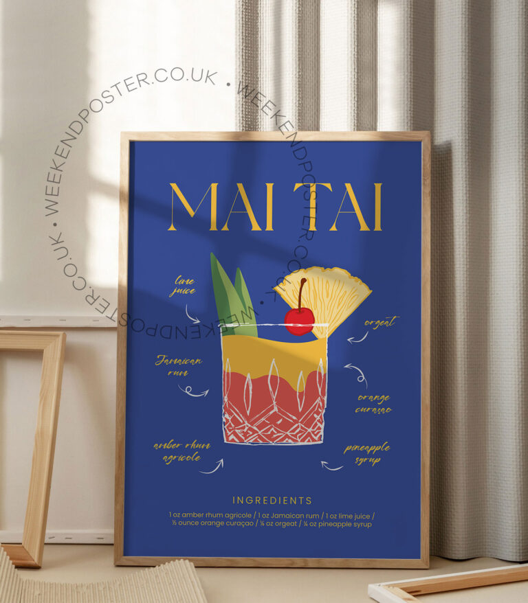 Mai Tai colorful cocktail poster