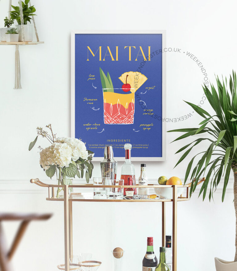 Mai Tai colorful cocktail poster