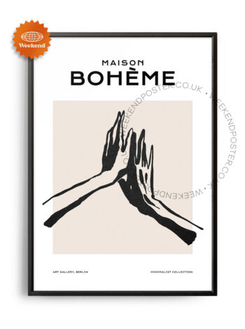 Maison Boheme minimal black and white poster
