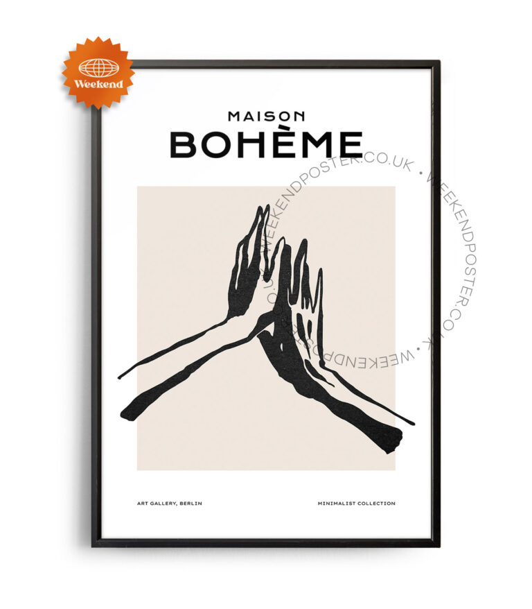 Maison Boheme minimal black and white poster