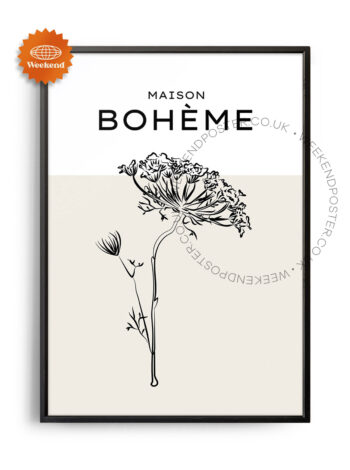 Maison Boheme minimal black and white poster