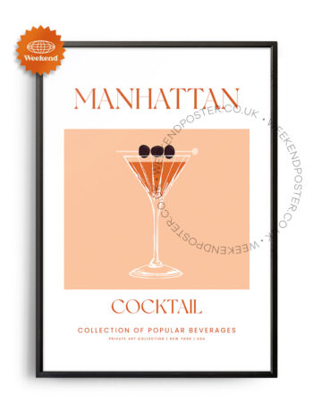 Manhattan colorful cocktail poster