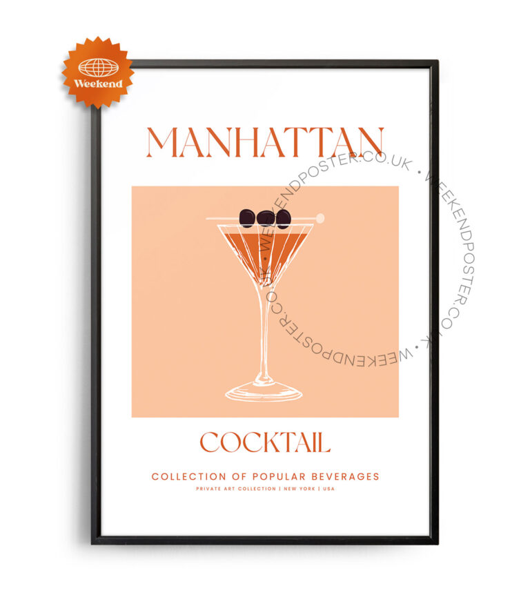 Manhattan colorful cocktail poster