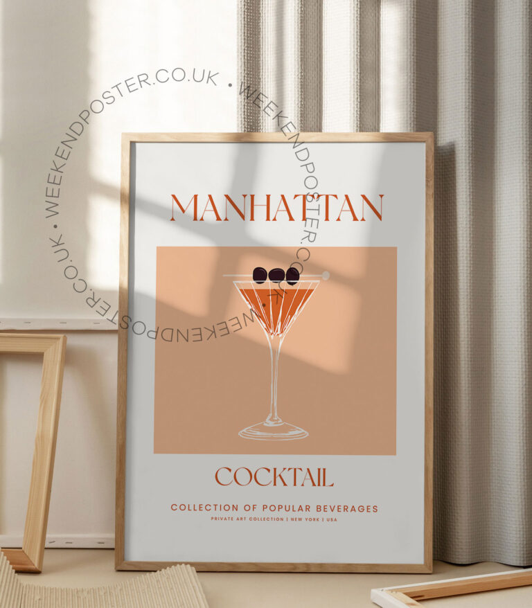 Manhattan colorful cocktail poster