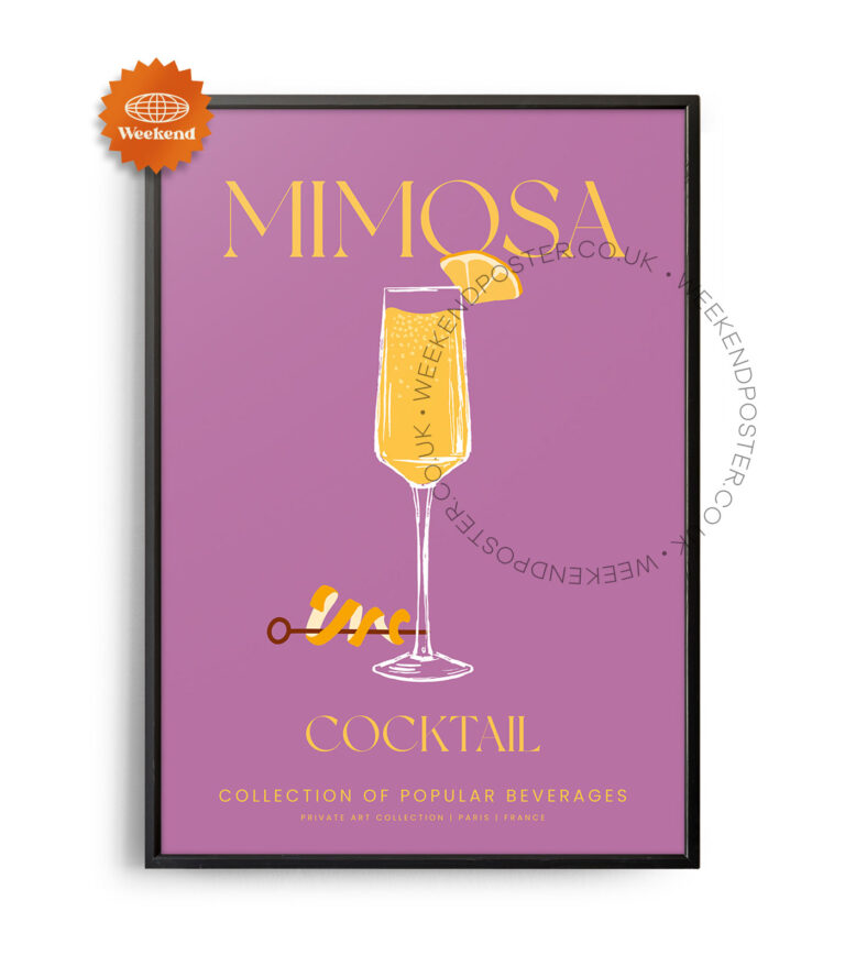 Mimosa colorful cocktail poster