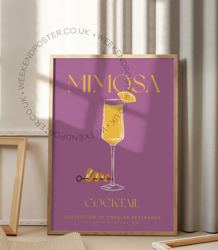Mimosa colorful cocktail poster
