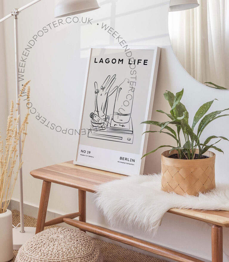 Lagom Life Berlin minimal black and white poster