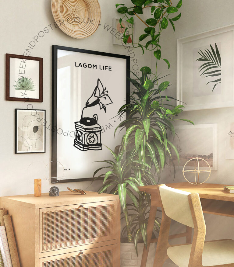 Gramophone minimal black and white poster