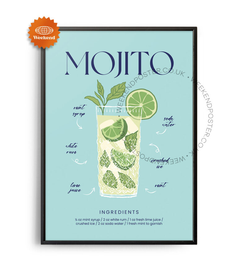 Mojito colorful cocktail poster