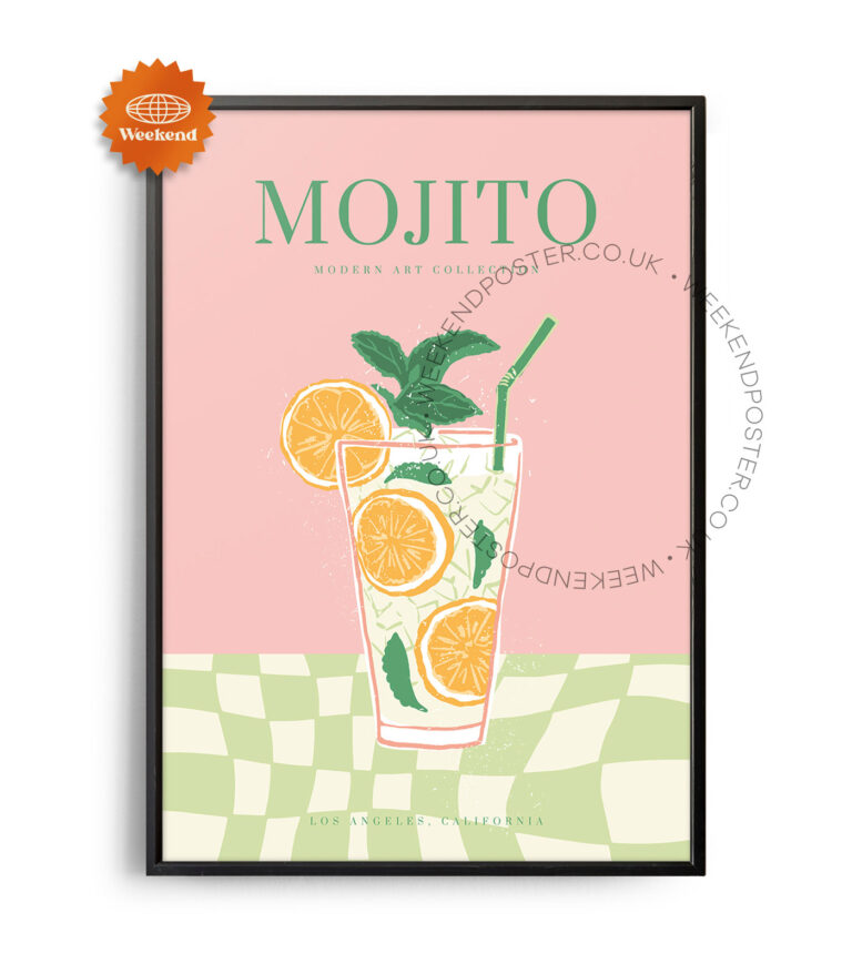 Mojito colorful cocktail poster