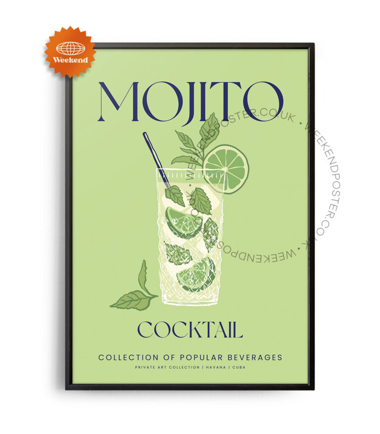 Mojito colorful cocktail poster