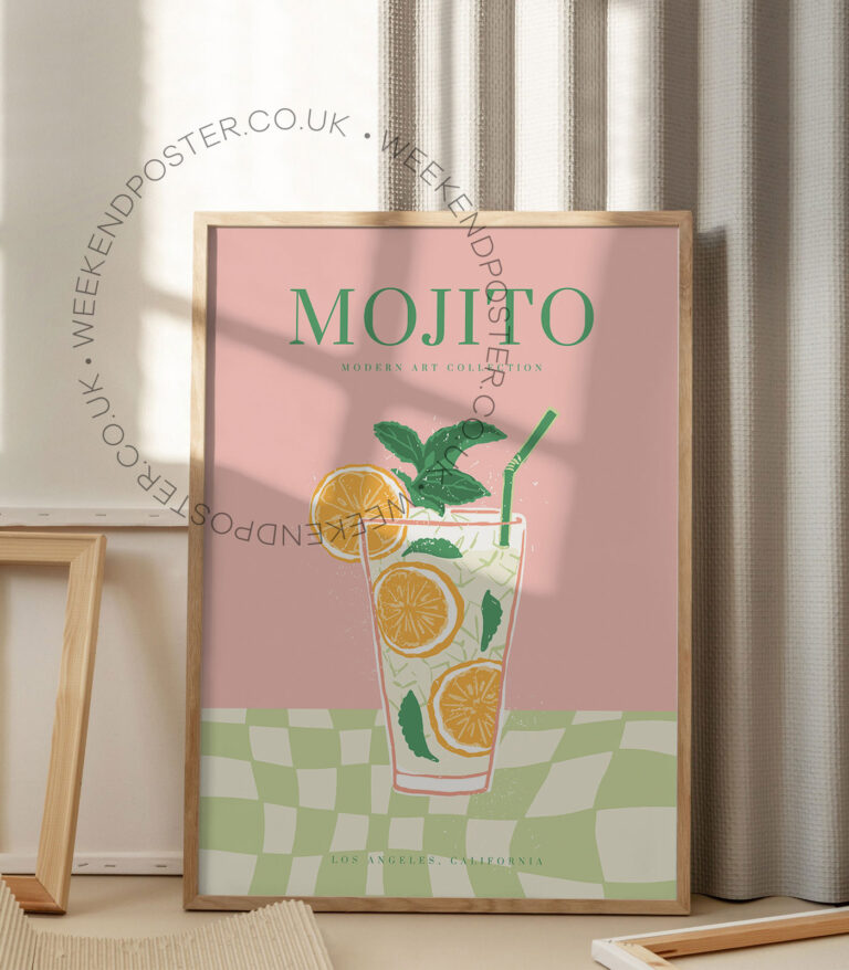 Mojito colorful cocktail poster