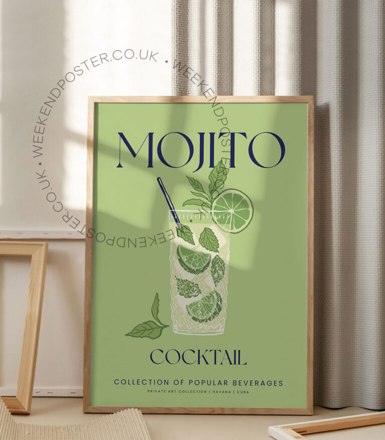 Mojito colorful cocktail poster
