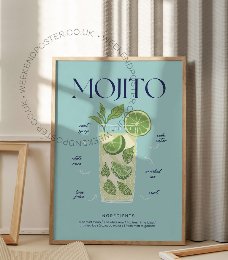 Mojito colorful cocktail poster