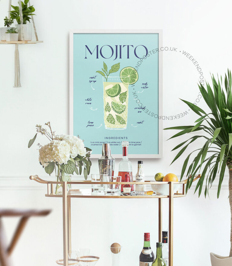 Mojito colorful cocktail poster