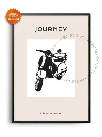 Motorbike Journey minimal black and white poster