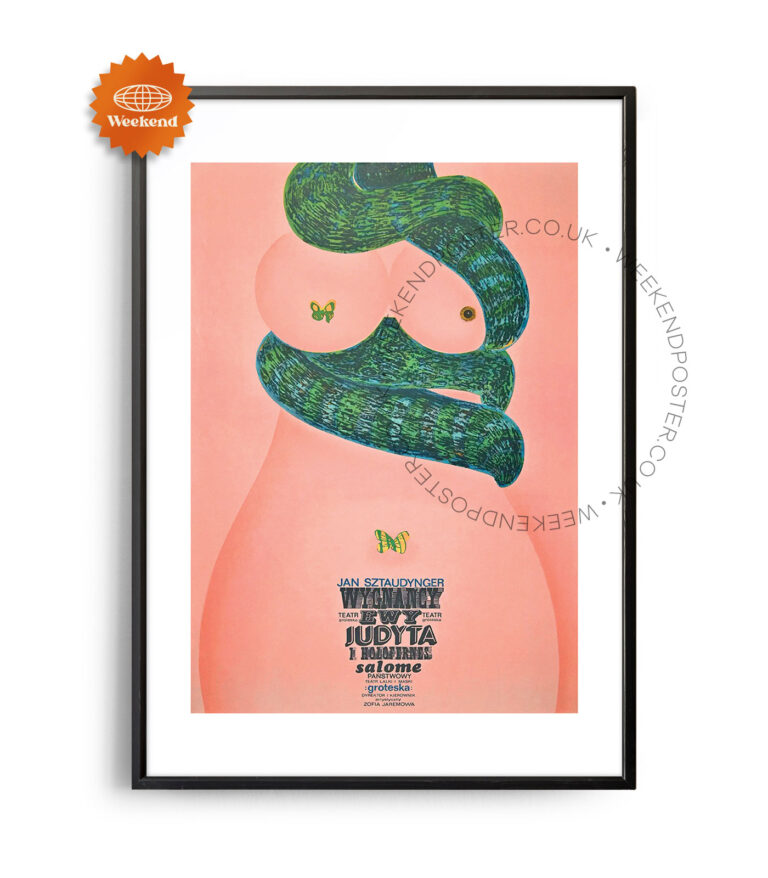 Naked Woman Body With Snake vintage poster