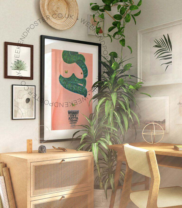 Naked Woman Body With Snake vintage poster