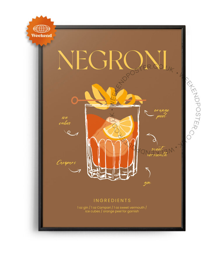 Negroni colorful cocktail poster