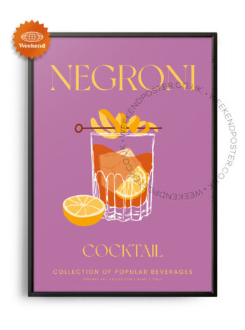 Negroni colorful cocktail poster