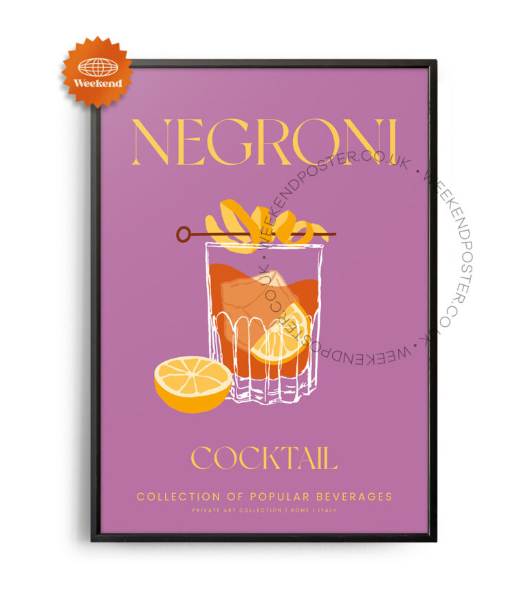 Negroni colorful cocktail poster