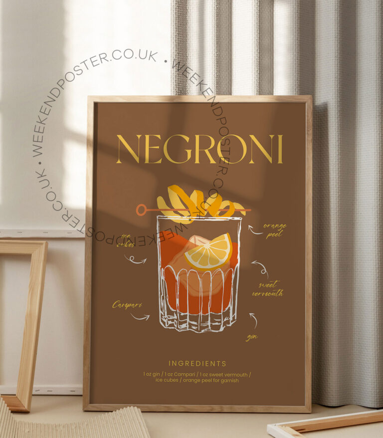 Negroni colorful cocktail poster