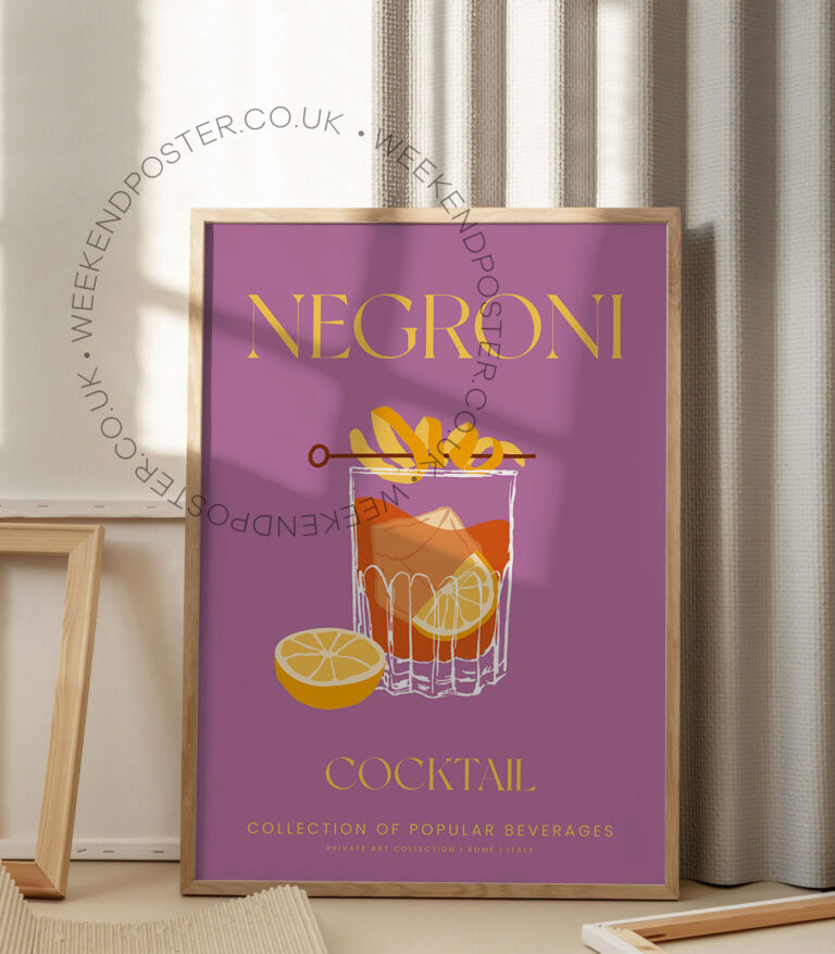 Negroni colorful cocktail poster