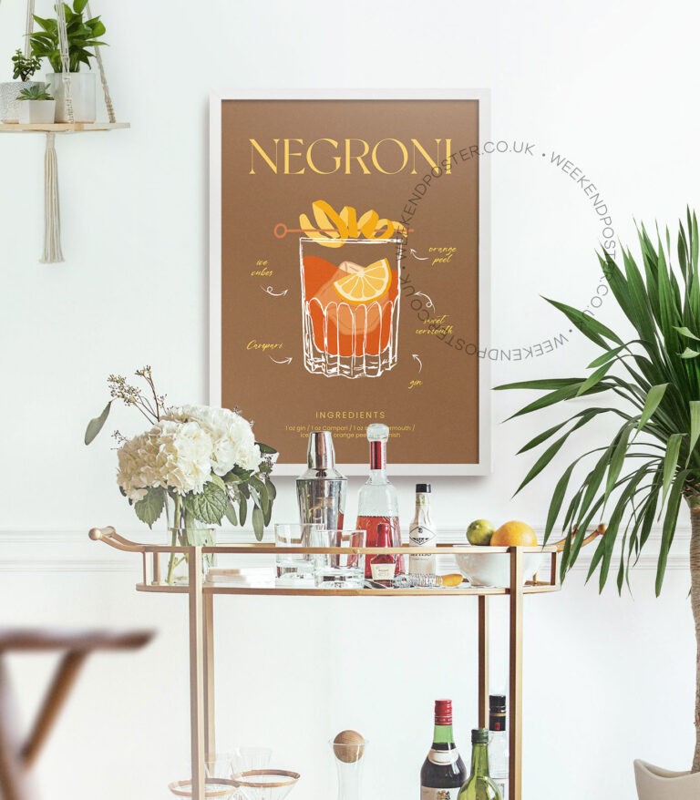 Negroni colorful cocktail poster