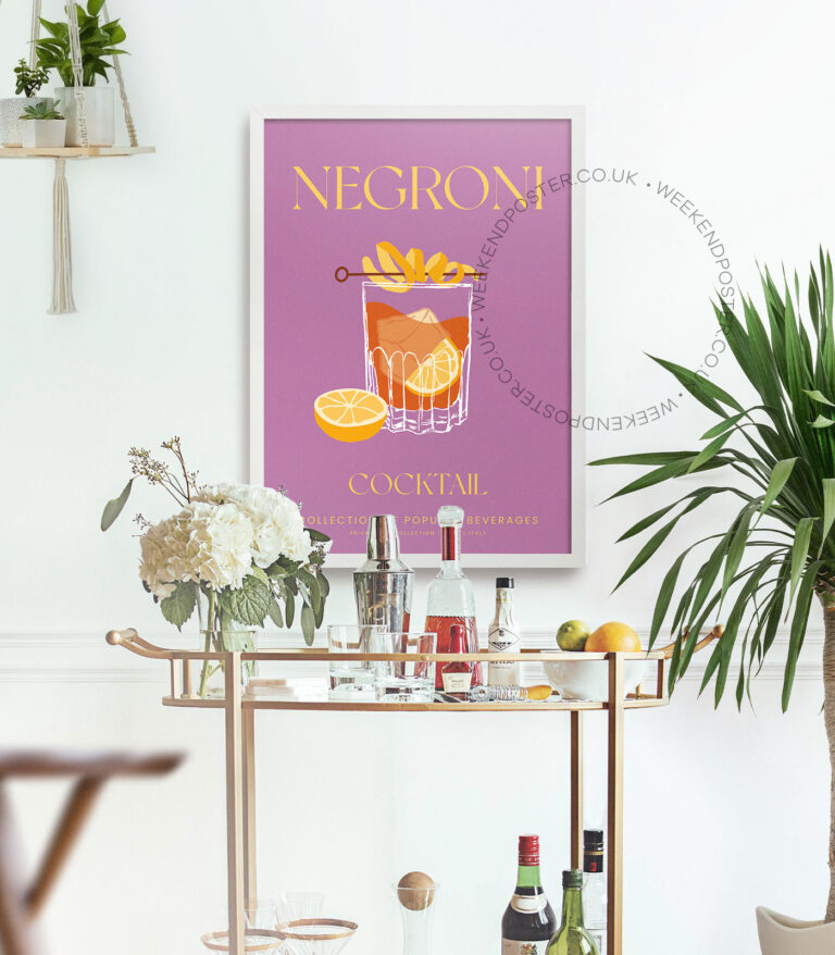 Negroni colorful cocktail poster