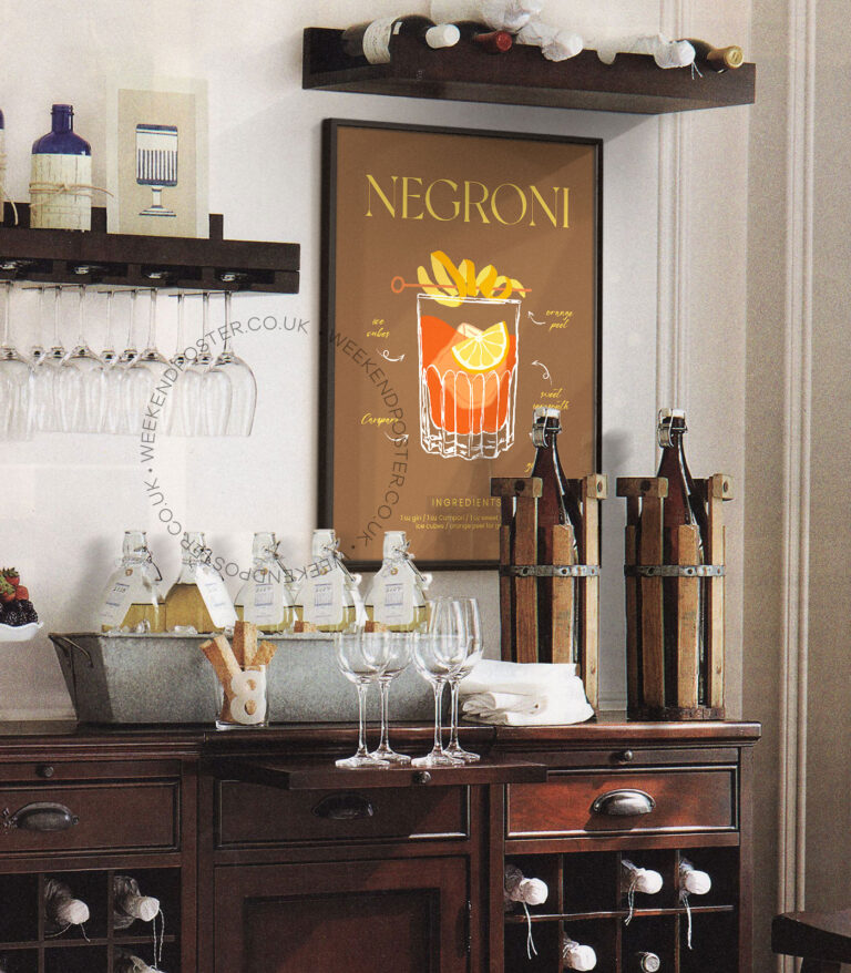 Negroni colorful cocktail poster