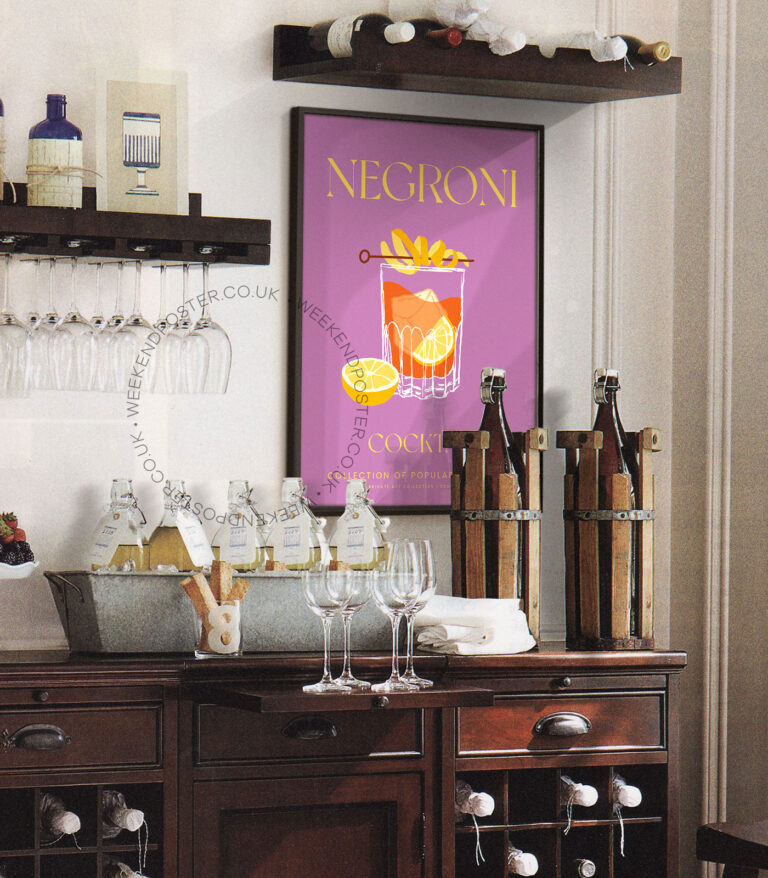 Negroni colorful cocktail poster