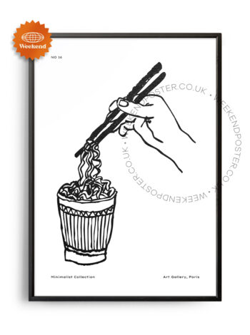Noodle minimal black and white poster