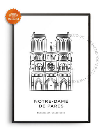 Notre Dame De Paris minimal black and white poster