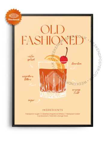 Old Fashioned colorful cocktail poster
