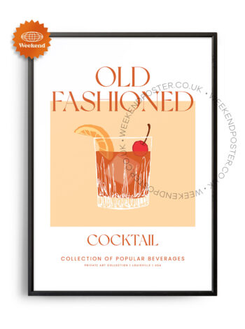 Old Fashioned colorful cocktail poster