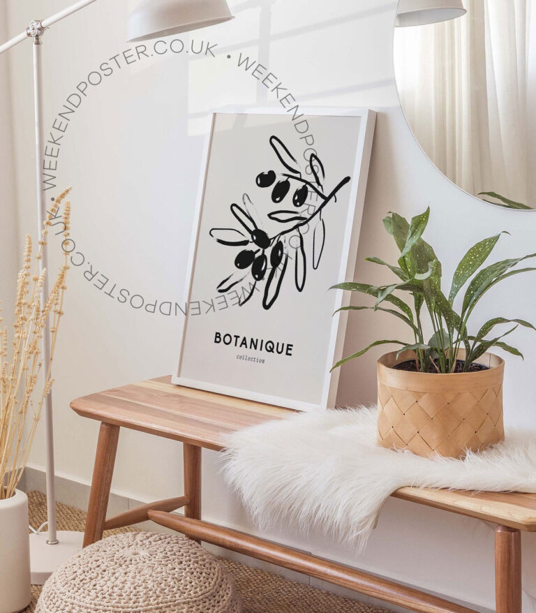 Olives minimal black and white poster