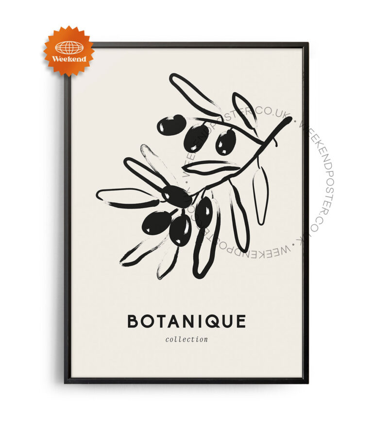 Olives minimal black and white poster