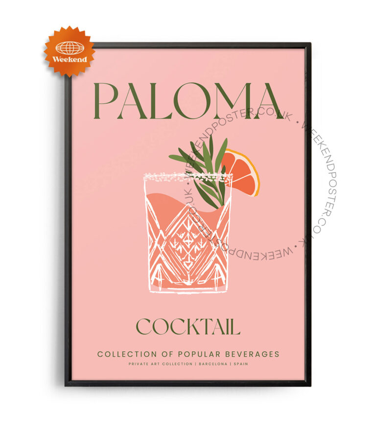 Paloma colorful cocktail poster