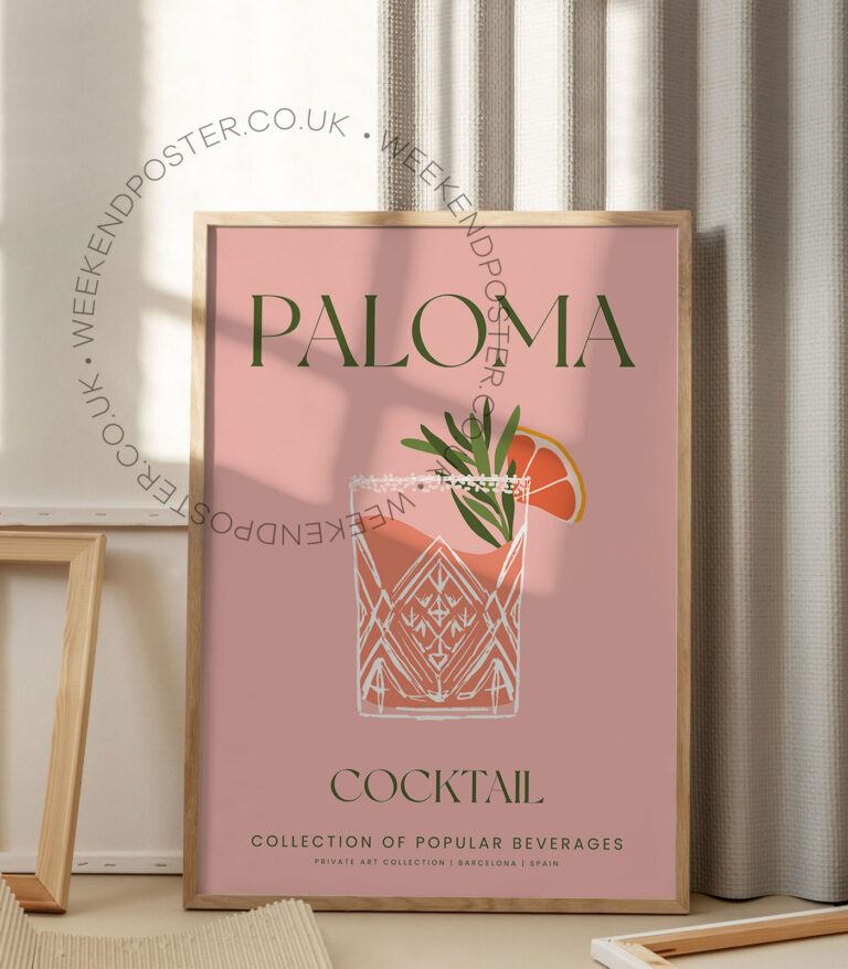 Paloma colorful cocktail poster